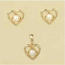 GPC CELTIC HEART PEARL EARRING/PEND SET