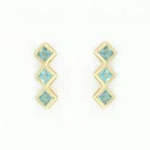 GPC 3 SQ.STONE DIA.SHAPE STUDS-B.TOPAZ