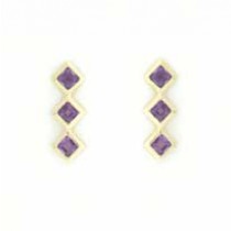 GPC 3 SQ.STONE DIA.SHAPE STUDS-AMETHYST