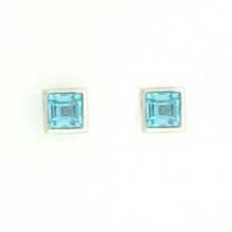 GPC SQUARE WHITE RUBSET STUDS- B.TOPAZ