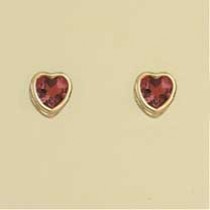 GPC GARNET HEART RUB SET STUDS