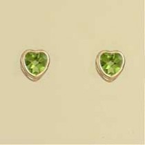 GPC PERIDOT HEART SHAPE RUB SET STUDS