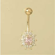 GPC PINK/WHITE CZ OVAL CLUSTER BANANA  =