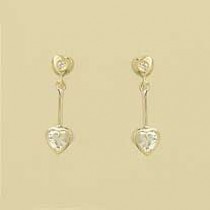 GPC CZ HEART STUD WITH HEART CZ DROP   =