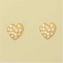 GPC CZ PAVE SET HEART STUDS