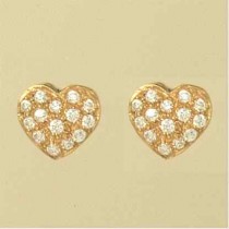 GPC CZ PAVE SET HEART STUDS