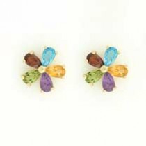 GPC 11mm MULTI-STONE SET FLOWER STUDS  =