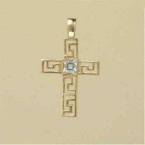 GPC 19x14mm BLUE TOPAZ FANCY CROSS