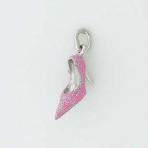 GPC WHITEGOLD PINK ENAMEL SHOE PENDANT =