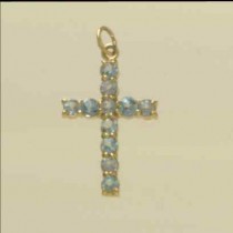 GPC 20x14mm BLUE TOPAZ SET CROSS