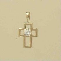 GPC 5mm CZ SET OPEN CROSS PENDANT