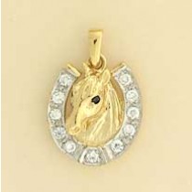 GPC CZ HORSESHOE/HORSEHEAD PENDANT