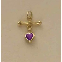 GPC TINY T BAR/HEART AMETHYST DROPPER
