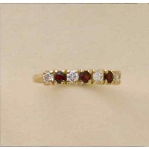 GPC CZ/GARNET 7 STONE ETERNITY RING    =