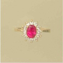 GPC RED/WHITE CZ LGE OVAL CLUSTER RING =