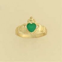 GPC GREEN AGATE CLADDAGH RING