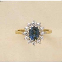 GPC CZ/SYN.BLUE ZIRCON CLUSTER RING    =