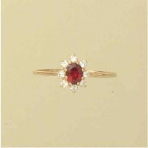 GPC CZ/GARNET SMALL OVAL CLUSTER RING  =