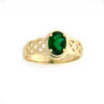 GPC OVAL GREEN STONE CELTIC RING       =