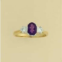 GPC 7X5mm AMETHYST/CZ 3 STONE RING