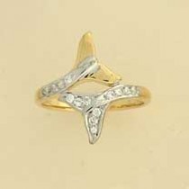 GPC CZ SET DOUBLE DOLPHIN TAIL RING