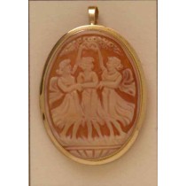 GPC 35mm 3 GRACES OVAL CAMEO BROOCH