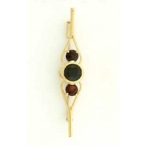 GPC 3 STONE GARNET BAR BROOCH          =