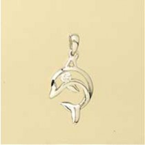 GPC CZ SET WHITE GOLD DOLPHIN PENDANT