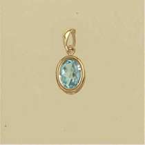 GPC 7x5mm OVAL BLUE TOPAZ RUBSET PENDANT