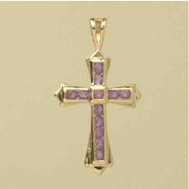 9ct 23x16mm AMETHYST CHANNEL SET CROSS