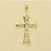 9ct 23x16mm PERIDOT CHANNEL SET CROSS  =