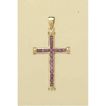 9ct 30x19mm AMETHYST CHANNEL SET CROSS