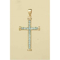 9ct 30x19mm BLUE TOPAZ CHANNEL SET CROSS