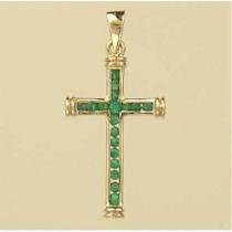 9ct 25x15mm EMERALD CHANNEL SET CROSS