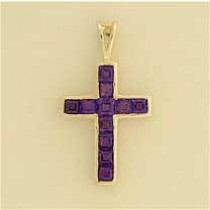 9ct 20x15mm CHANNEL SET AMETHYST CROSS