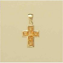 9ct 12x10mm CITRINE SET CROSS