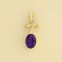 9ct TINY T BAR/OVAL AMETHYST DROPPER