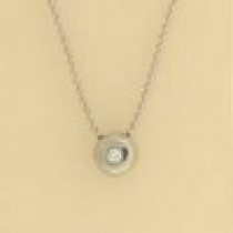 9ct WHITE BEAD CHAIN/3pt DIAMOND PEND  =