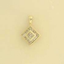 9ct 25PT DIAMOND SET SQUARE PENDANT