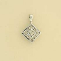 9ct WHITE 25PT DIA SET SQUARE PENDANT