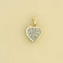 9ct 5pt PAVE SET 10mm HEART PENDANT