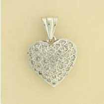 9ct WHITE 95pt DIA.17mm HEART PENDANT  =