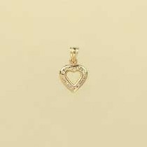 9ct 5pt DIA.SET OPEN HEART PENDANT