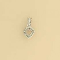 9ct WHITE 5pt DIA.SET OPEN HEART PENDANT