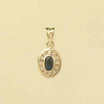 9ct 12pt DIAMOND/SAPPHIRE OVAL PENDANT