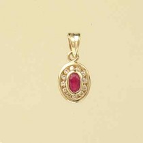 9ct 12pt DIAMOND/RUBY OVAL PENDANT