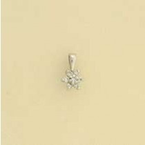 9ct WHITE 10pt DIAMOND SET FLOWER PEND.