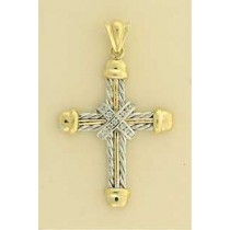 9ct 15pt DIAMOND SET 2 COLOUR CROSS