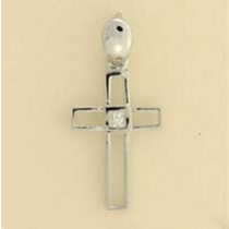 9ct WHITE 6pt SQ.DIA.SET OPEN CROSS