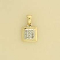 9ct 10pt DIAMOND PAVE SET SQ.PENDANT